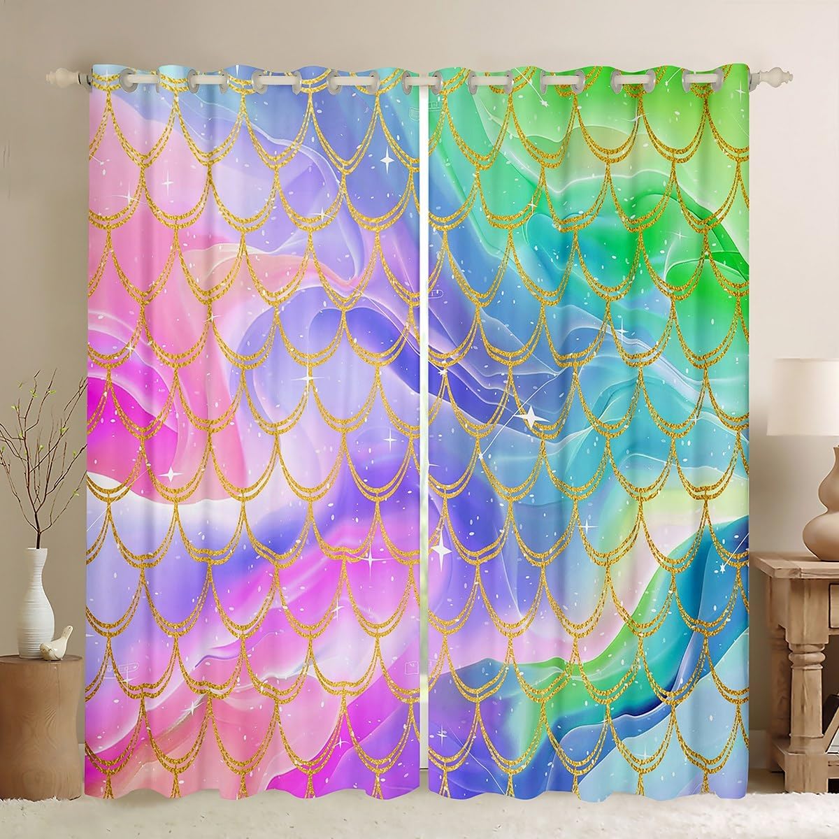 Cartoon Owl Curtains for Bedroom Living Room Kids Cute Animal Floral Leaf Printe Comter Kawaii Bird Branches ative Darkening Dreapes Owls Design White Window Treatments (2 Panels, 38 x 54 Inch)