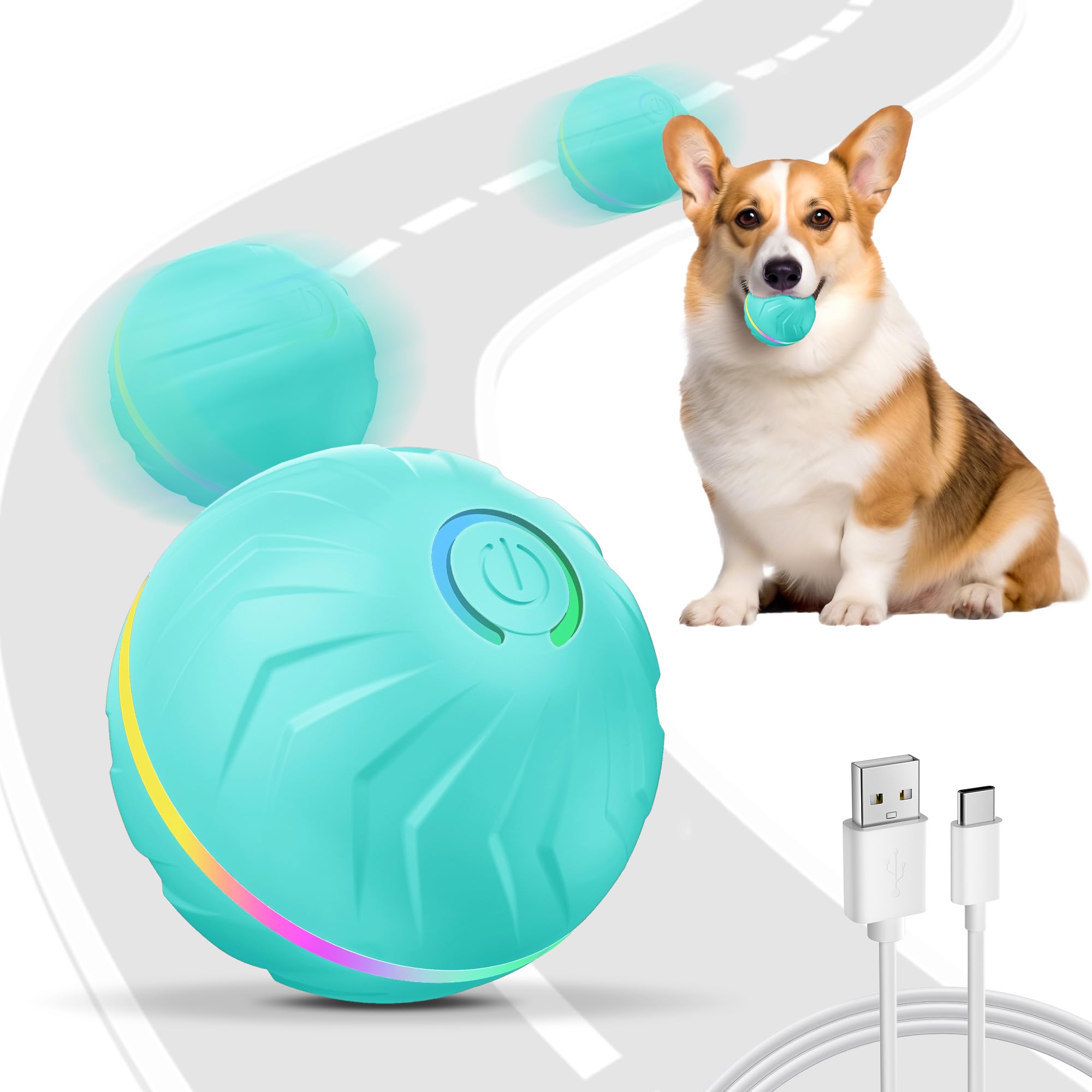 BXIHUR Interactive Dog Toys, New Electric Dog Toy, Automatic Moving Dog Toy, Dust And Waterproof Ip 54, Rechargeable, Suitability Puppy/Small/Medium/Large Dogs（Pale Blue） — image 1