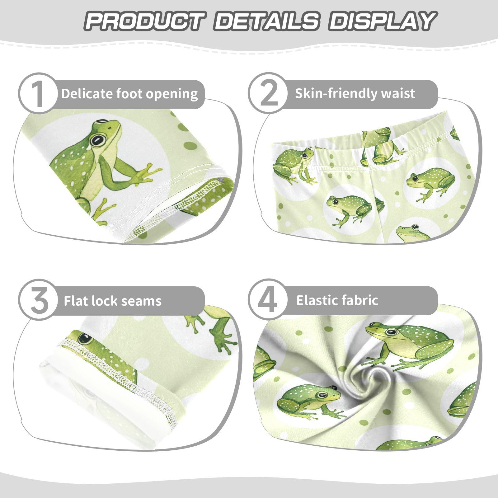 Wusikd Green Frog Girls' Leggings Toddler Doodles Watercolor Kids Yoga Pants Dance Active Tights 4T