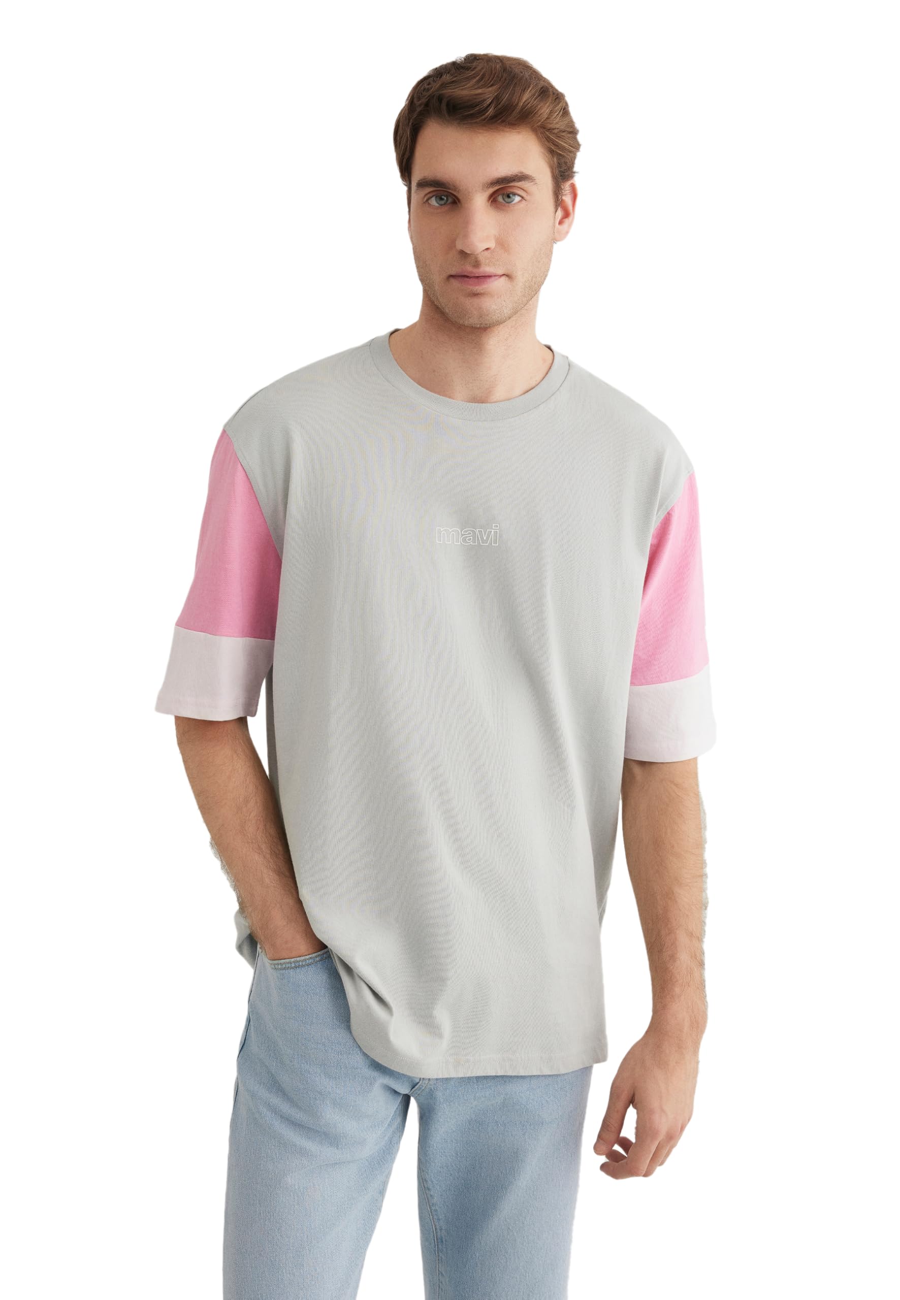Mavi Men's Crew Neck Tee T-Shirt, Grey Violet, L, Gray Violet, L