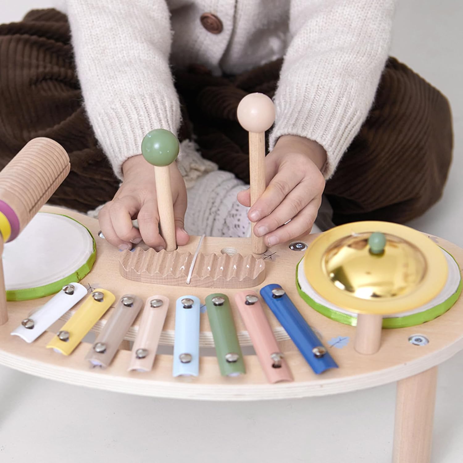 Toy Drum Set | 7-in-1 Wood Children Drum - Percussion Instrument Toy | for Boys Girls Preschool Daycare Kindergarten School Homeschooling Home Playrooms Playdates Birthday