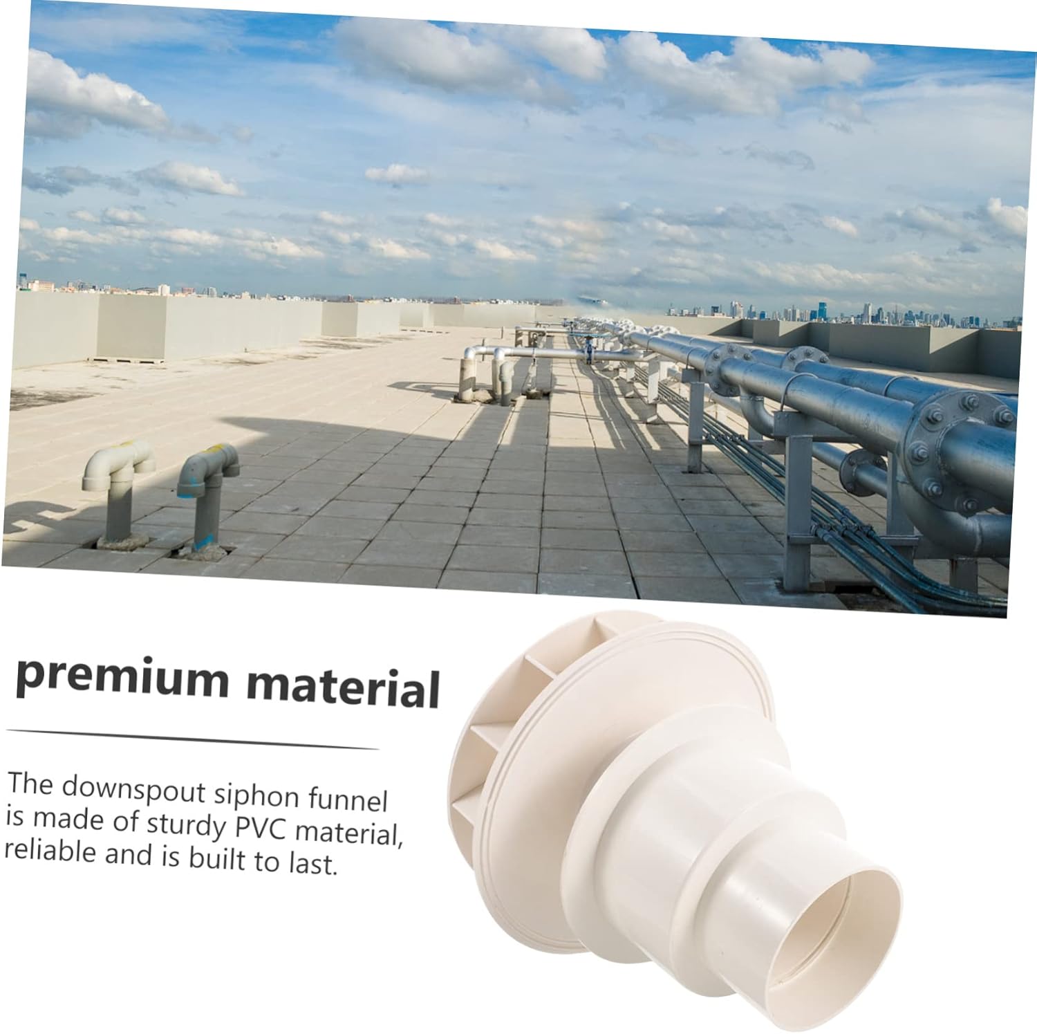 Gadpiparty Downspout Drain Fitting Siphon Multi-Functional Rain Funnel for Roof Side Wall Mount Drainage Strainer Easy Install Design Outdoor Use