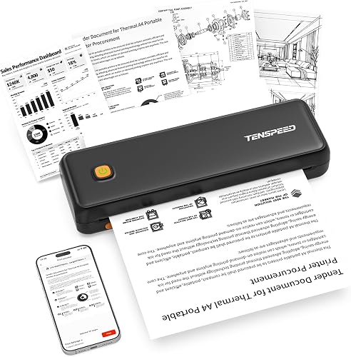 Inkless Thermal Portable Printer - 8.5" x 11", Black