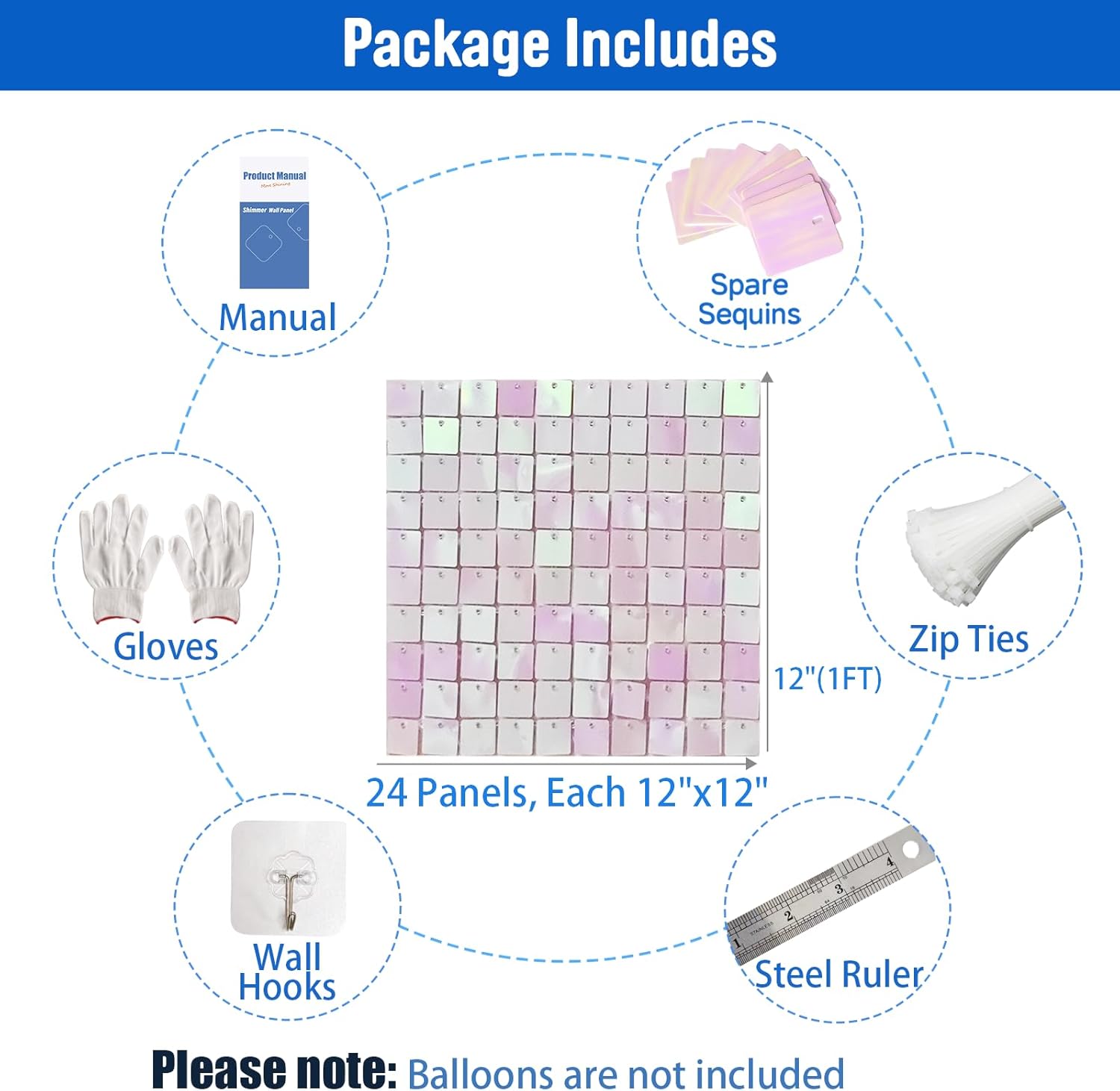 24 Pcs Pink Iridescent Shimmer Wall Backdrop Panels for Party Decoration - 6 x 4 FT Square Sequin Backdrop for Graduation Girls Women Birthday Home Decor