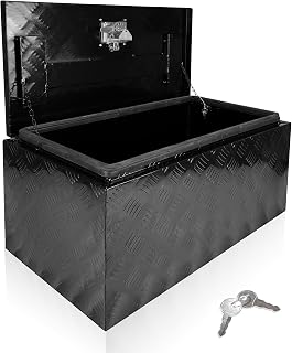 30x14x16 Inch Aluminum Truck Tool Box Heavy Duty Pickup Storage Box Underbody Truck Box Diamond Plate Toolboxes with Lock and Keys Suitable for Truck Bed Pickup RV Trailer Black