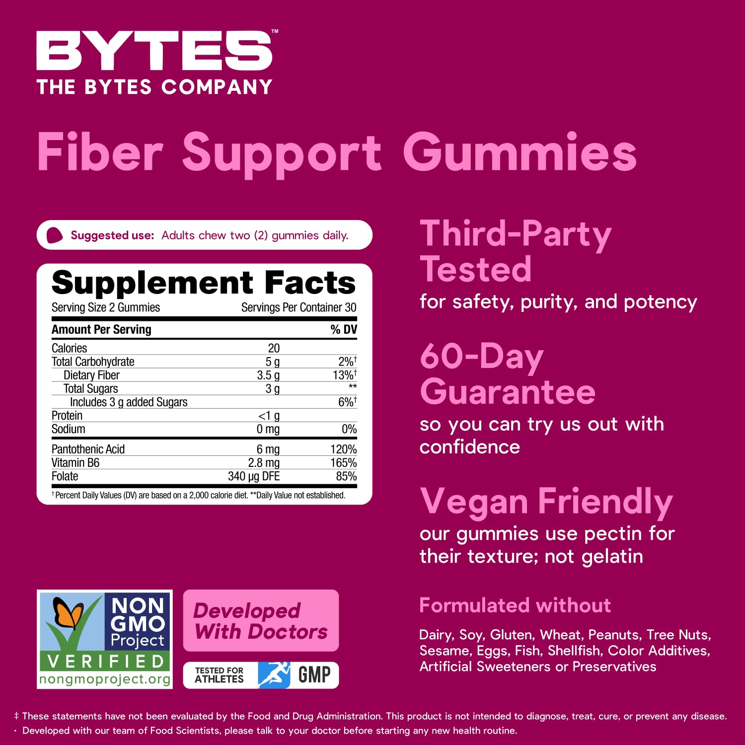 Fiber Bytes 3.5g Daily Fiber Gummies GLP-1 Support & Digestion - 60ct — Amazon image 9