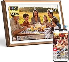 Frameo 10.1 inch Wood Digital Picture Frame, Smart WiFi Digital Photo Frame with 32G Memory, HD Touch Screen, Auto-Rotate, Slideshow, Easy Setup