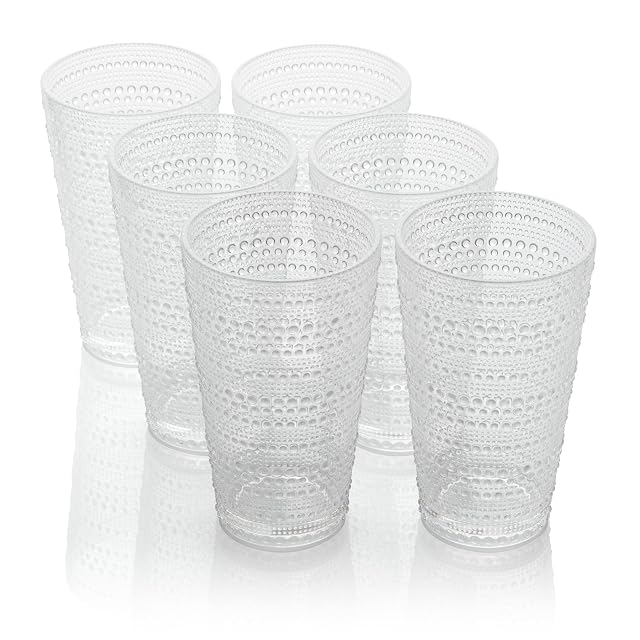 Certified International Santa Fe Clear Set of 6 Premium Acrylic Ice Tea Glass 22 oz Unbreakable Drinkware with