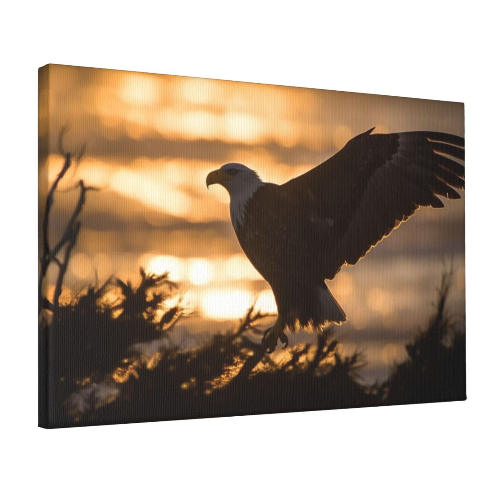Canvas Wall Art for Living Room Wall Decor 12"x18" Modern Artwork Painting Pictures Hanging Canvas Prints Backlit Eagle Aesthetic Wall Art for Bedroom Bathroom Office Wallart Decor