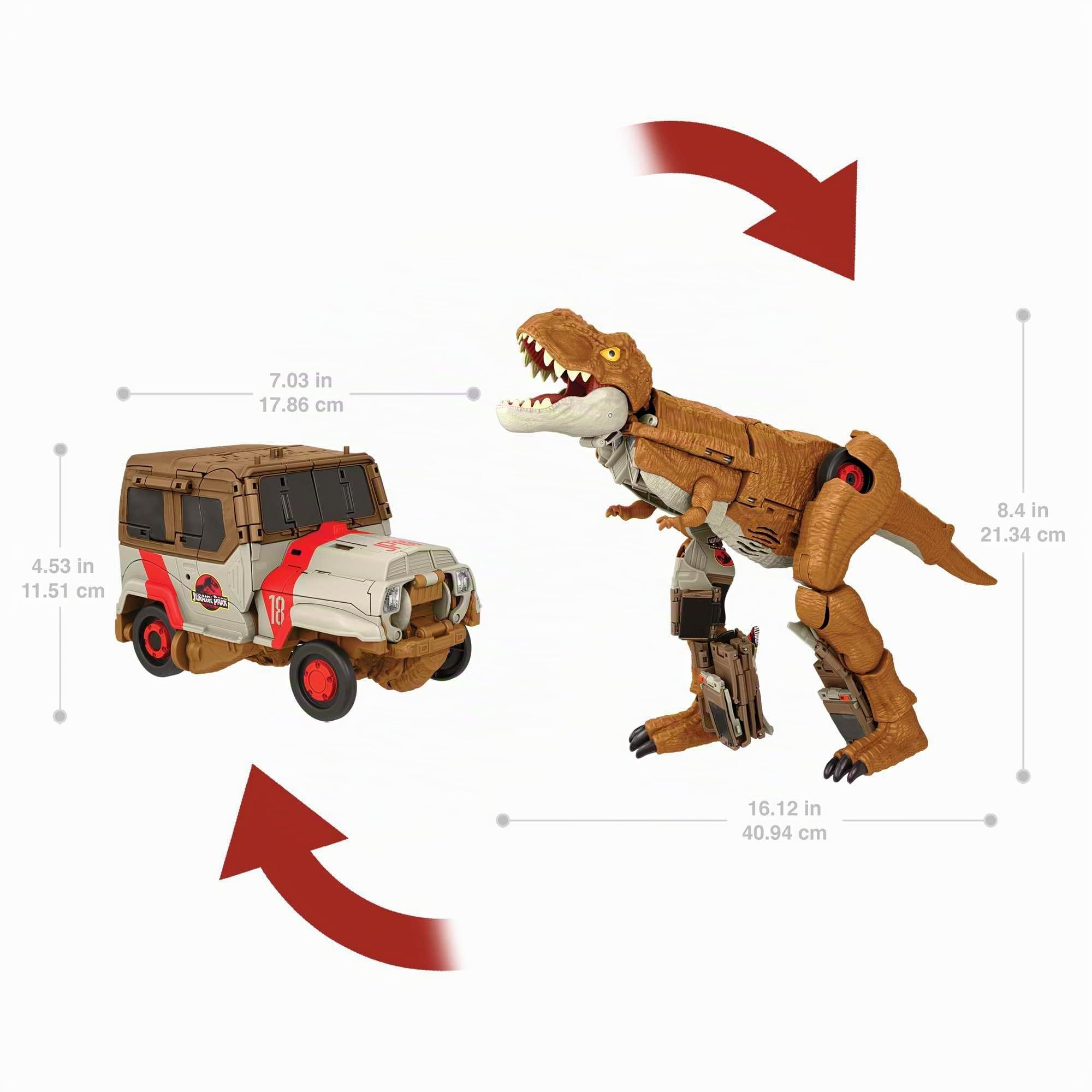 Mattel Jurassic World Fierce Changers Atrapa y ruge T-Rex Dinosaurio de juguete se transforma en todoterreno, +4 años (HPD38)