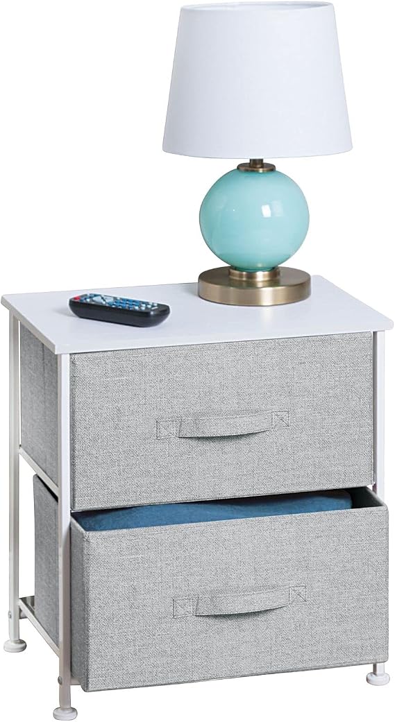 mDesign Storage Dresser End/Side Table Night Stand Furniture Unit - Small Standing Organizer for Bedroom, Office, Living Room, and Closet...