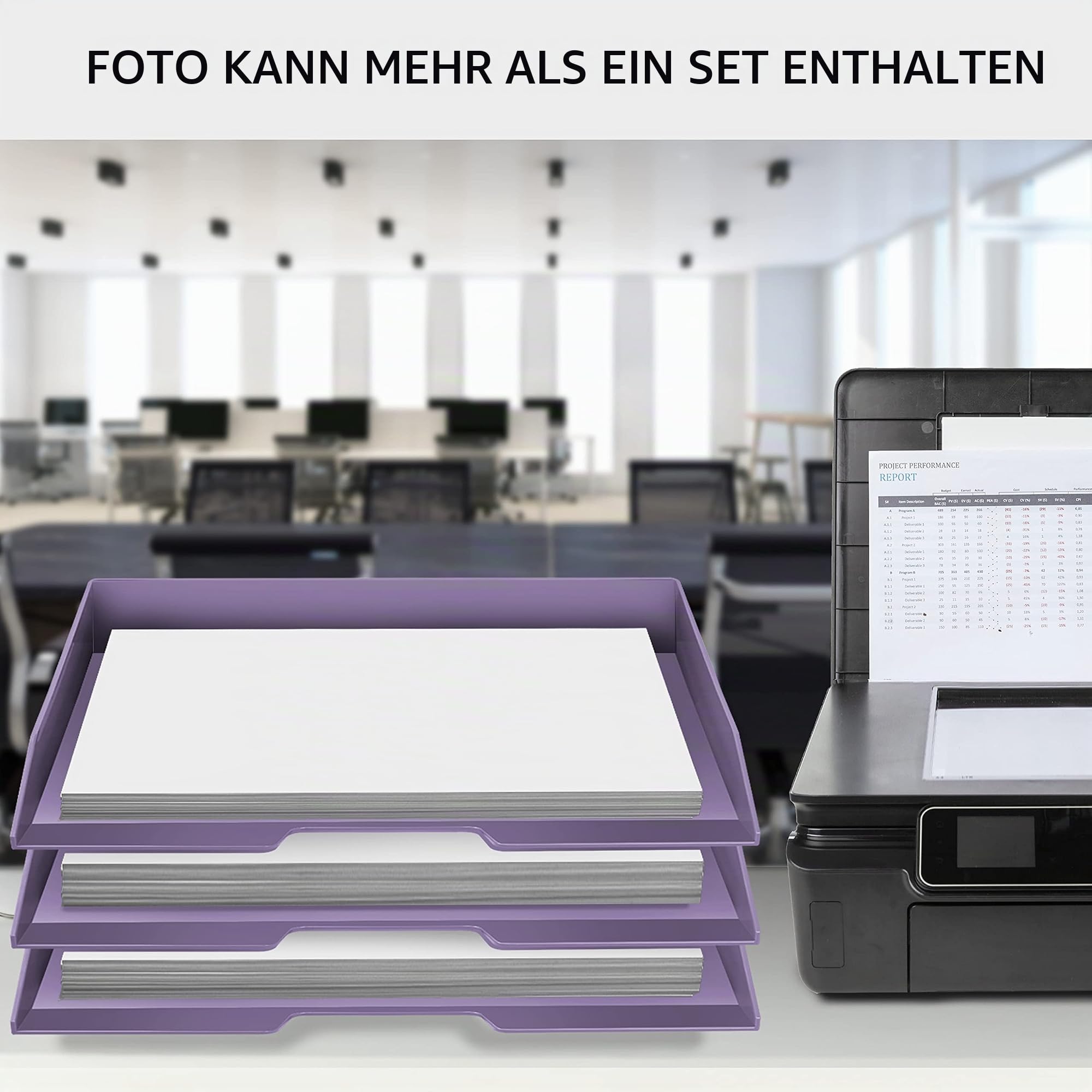 Acrimet Stapelbare Briefablage im Querformat, Büro-Organizer für Papier und Dokumente im A4-Format, Robuster Kunststoff (Farbe Violett) (1 Stück)