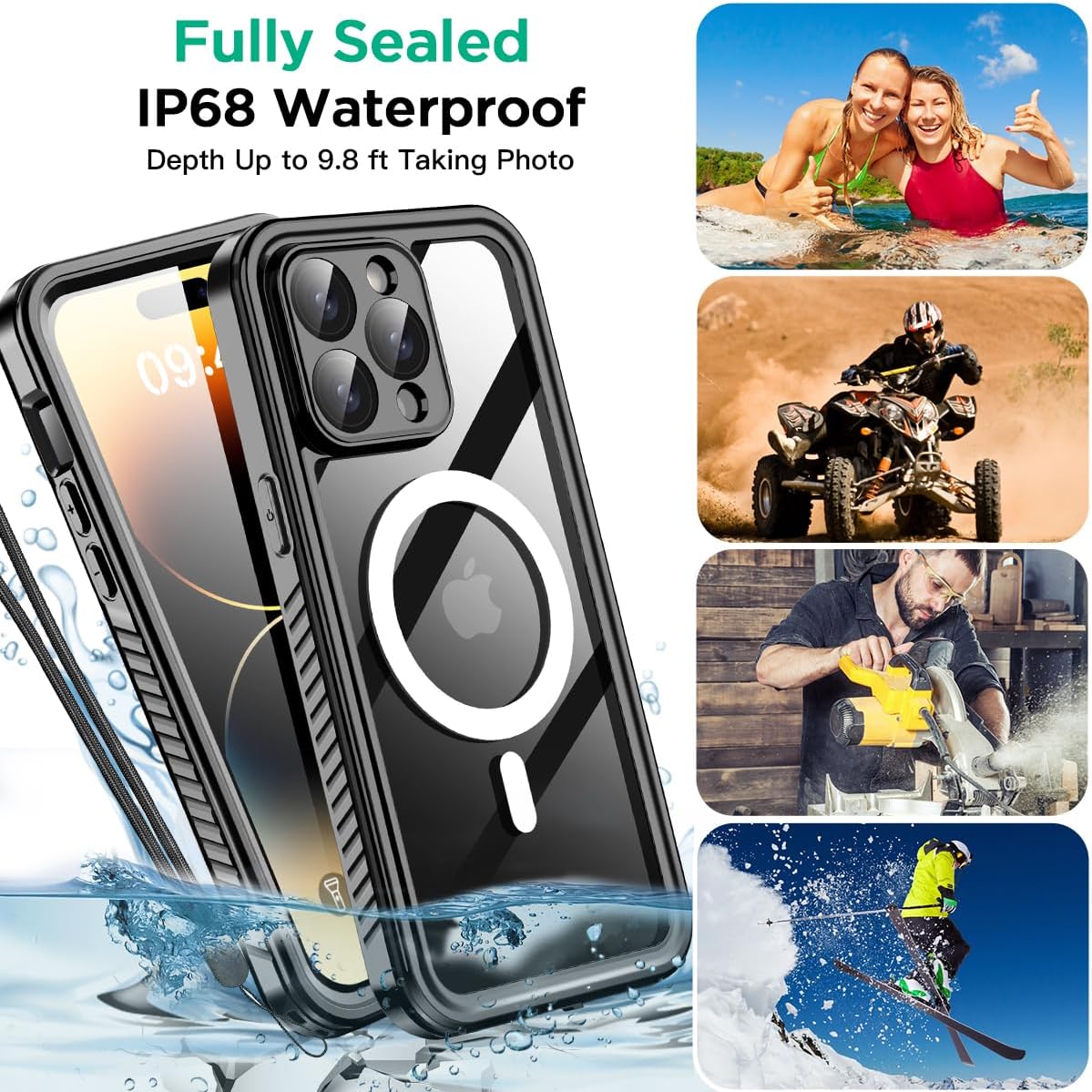 AICase iPhone 14 Pro Max Case Waterproof with MagSafe Clear Snowproof,Dustproof and Shockproof,IP68 Certified Full Body 360 Protection Fully Sealed Underwater Cover for iPhone 14 Pro Max 6.7"