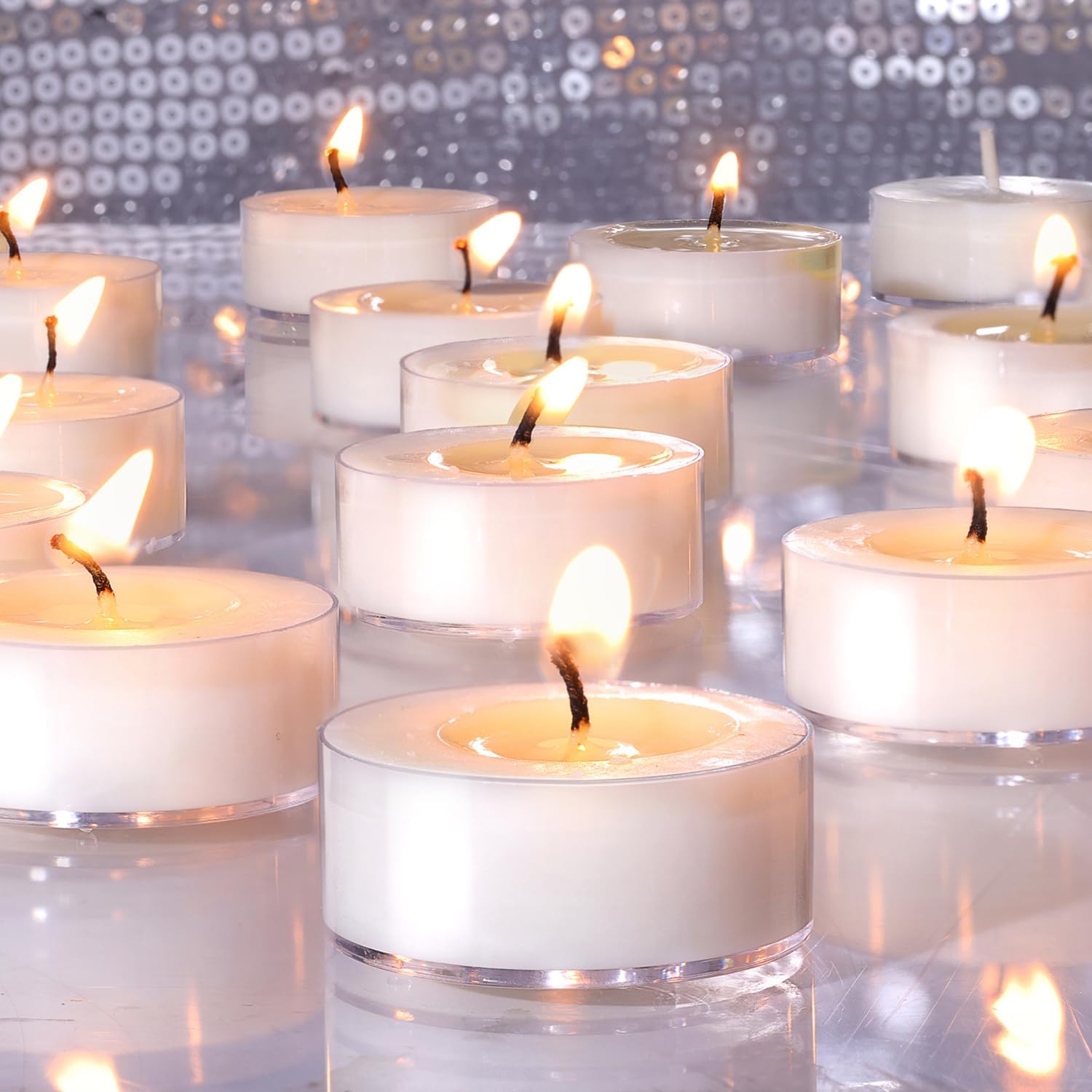 50pcs Soy Tea Lights for 8pcs Large Candle Holders