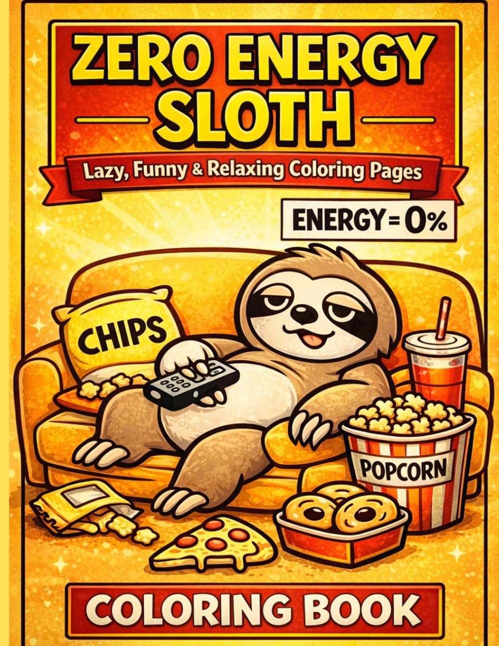 Zero Energy Sloth Coloring Book: Lazy, Funny & Relaxing Coloring Pages for Stress Relief and Fun