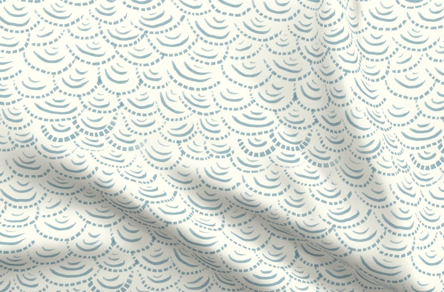 Spoonflower Fabric - Coastal Scallop Scales Minimalism Ocean Nautical Surf Mermaid Neutral Printed on Petal Cotton Fabric Fat Quarter - Sewing Quilting Apparel Crafts Decor