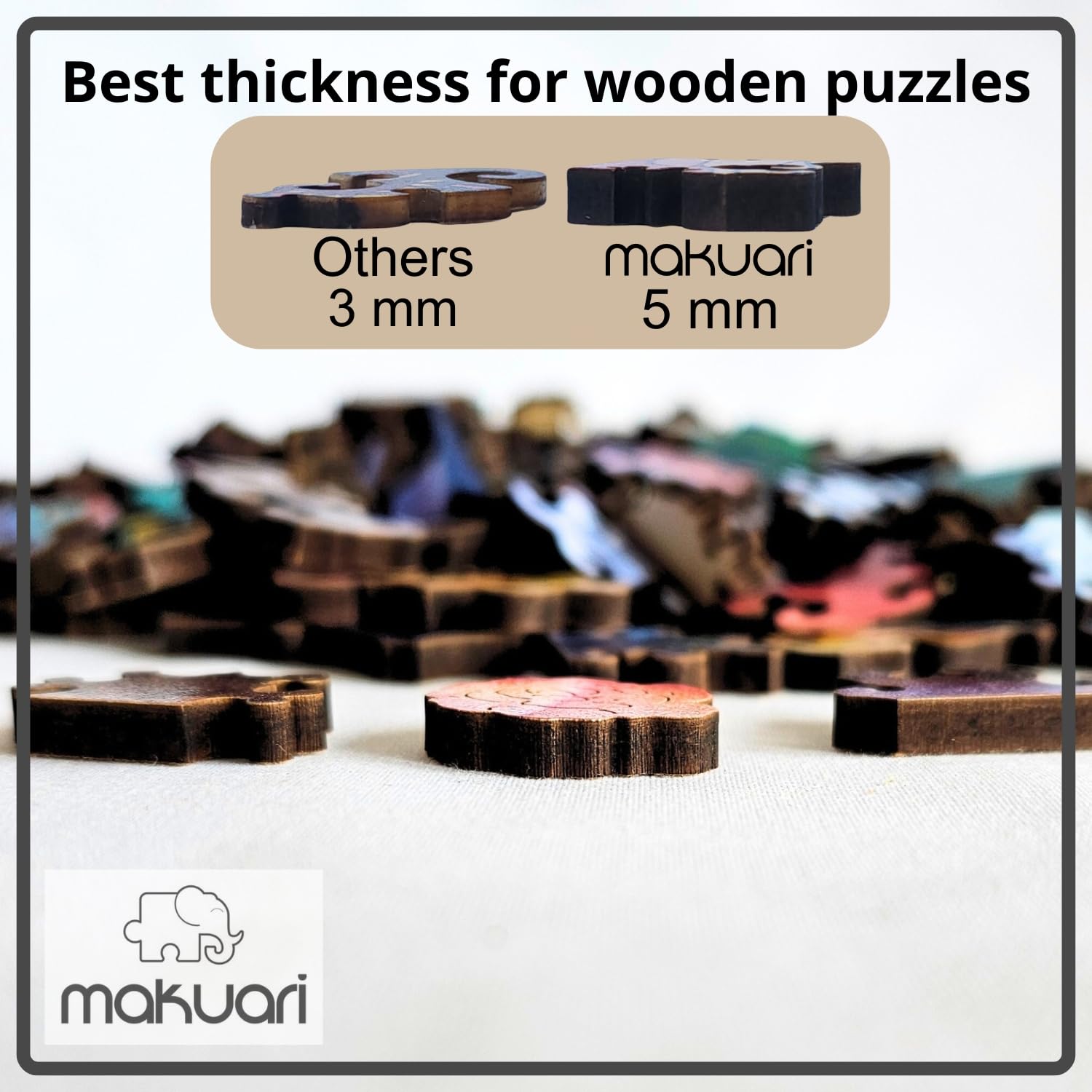 MAKUARI Chromatic Feathers Wooden Puzzle - 200 Piece Unique Shape Jigsaw For Adults