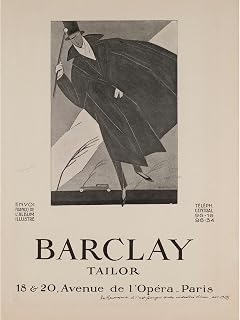 ArtDirect Barclay Tailor. 18 & 20, Avenue de l'Opéra – Paris (1923) Unframed Art Print Giclee Poster by Pierre de Belay - Ready for Framing with Customization Sizes 7x10, 10x14, 15x20, 24x32, 36x48 and 45x60 inches
