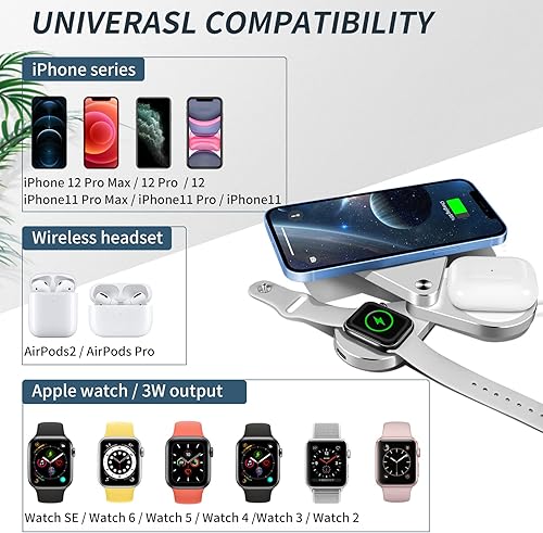Miniatura 2 de Cargador inalámbrico magnético desmontable 3 en 1, estación de carga inalámbrica rápida de 15 W para iPhone 1312, soporte de cargador inalámbrico
