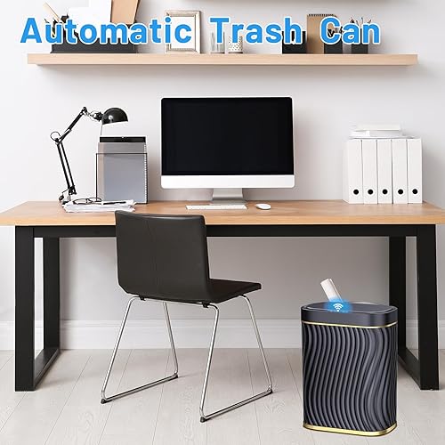 Miniatura 4 de Cubo de basura pequeño para baño con tapa automática sin contacto, bote de basura inteligente de 2.6 galones, contenedor de basura estrecho e