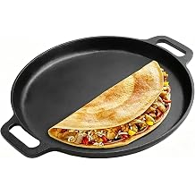 Cast Iron Round Griddle Pre-Seasoned Non-Stick Grill Pan 28cm