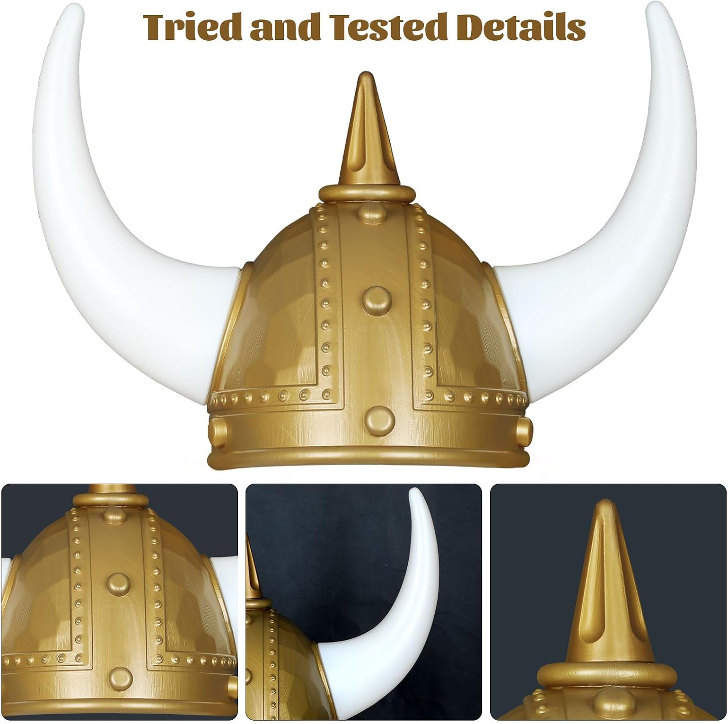 Servllcell Viking Helmet with Horns for Adult,Plastic Norse Barbarian Warrior Hat Medieval Viking Costume,Halloween Hat (A)