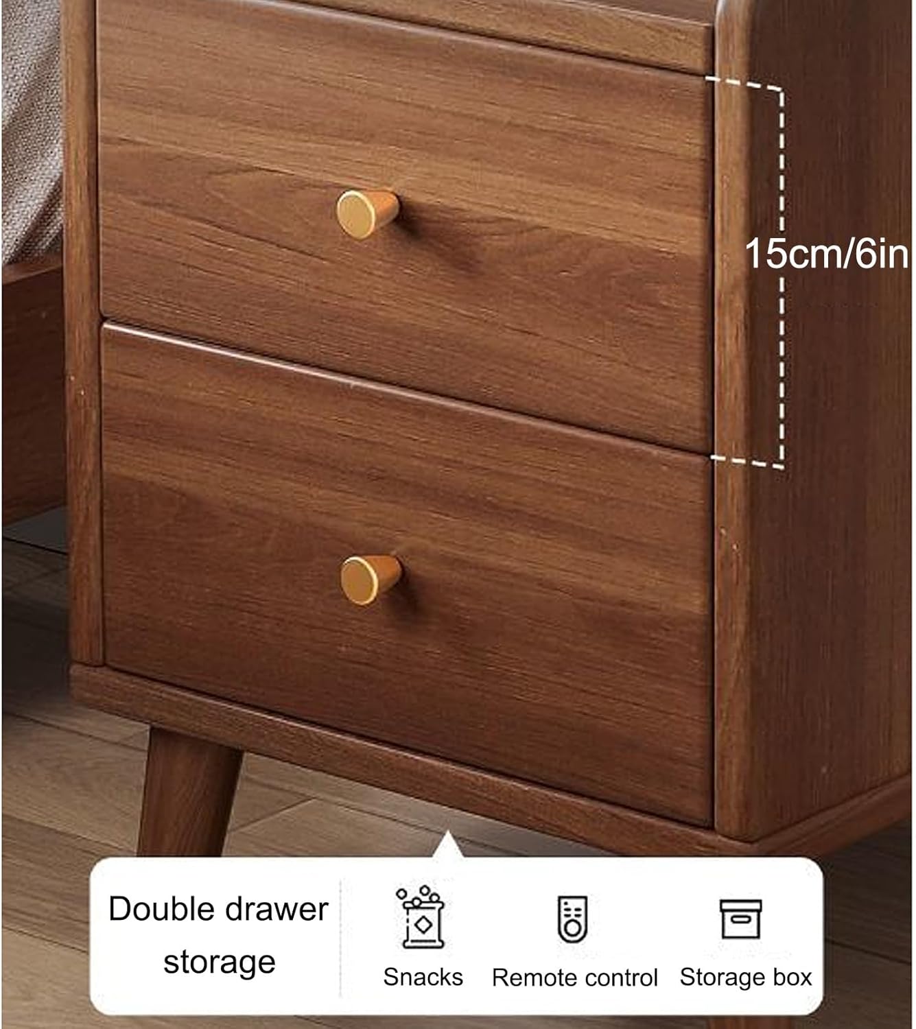 Modern Nightstand with 2 Drawers and Open Shelf, Multifunctional Side Table for Bedrooms, Living Rooms and Small Spaces Length:40cm/16in