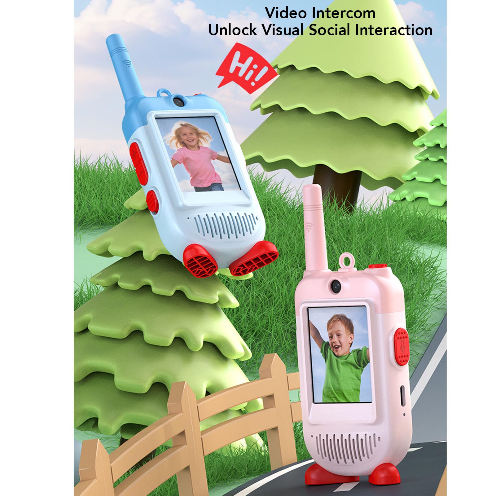 Generic Talkie-walkie Vidéo pour Enfants, Lot de 2 Interphones Vidéo Rechargeables Portables avec Interaction en Direct, Transmission Sonore à Signal Fort, Talkie-walkie pour Jeu