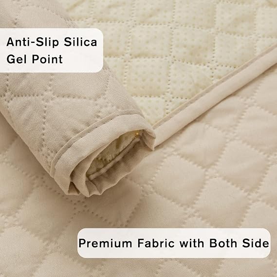 XINEAG Quilted Sofa Covers 1 Seater, Water Resistant Chair Covers for Dogs Pets, Non Slip Sofa Slipcovers with Pockets, Washable Furniture Protector with Elastic Strap (Chair, Beige)