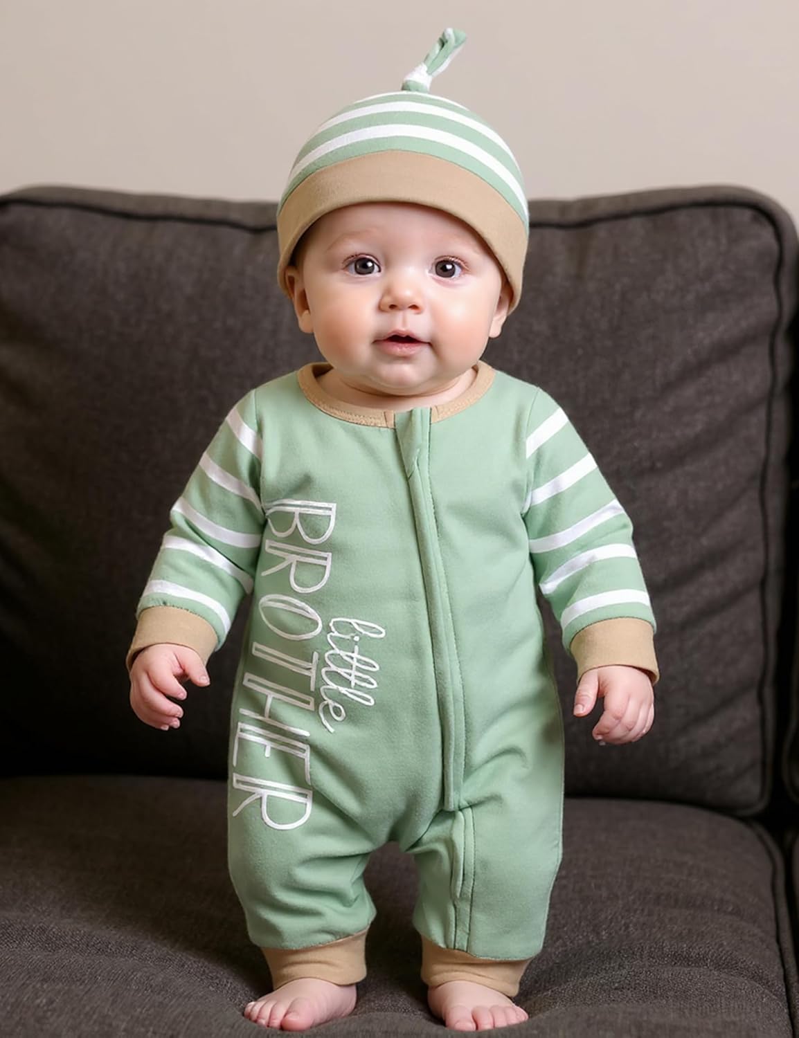 Baby Boy Clothes Newborn Baby Romper Long Sleeve Stripe Jumpsuit with Hat and Gloves Newborn Boy Outfits - Image 3