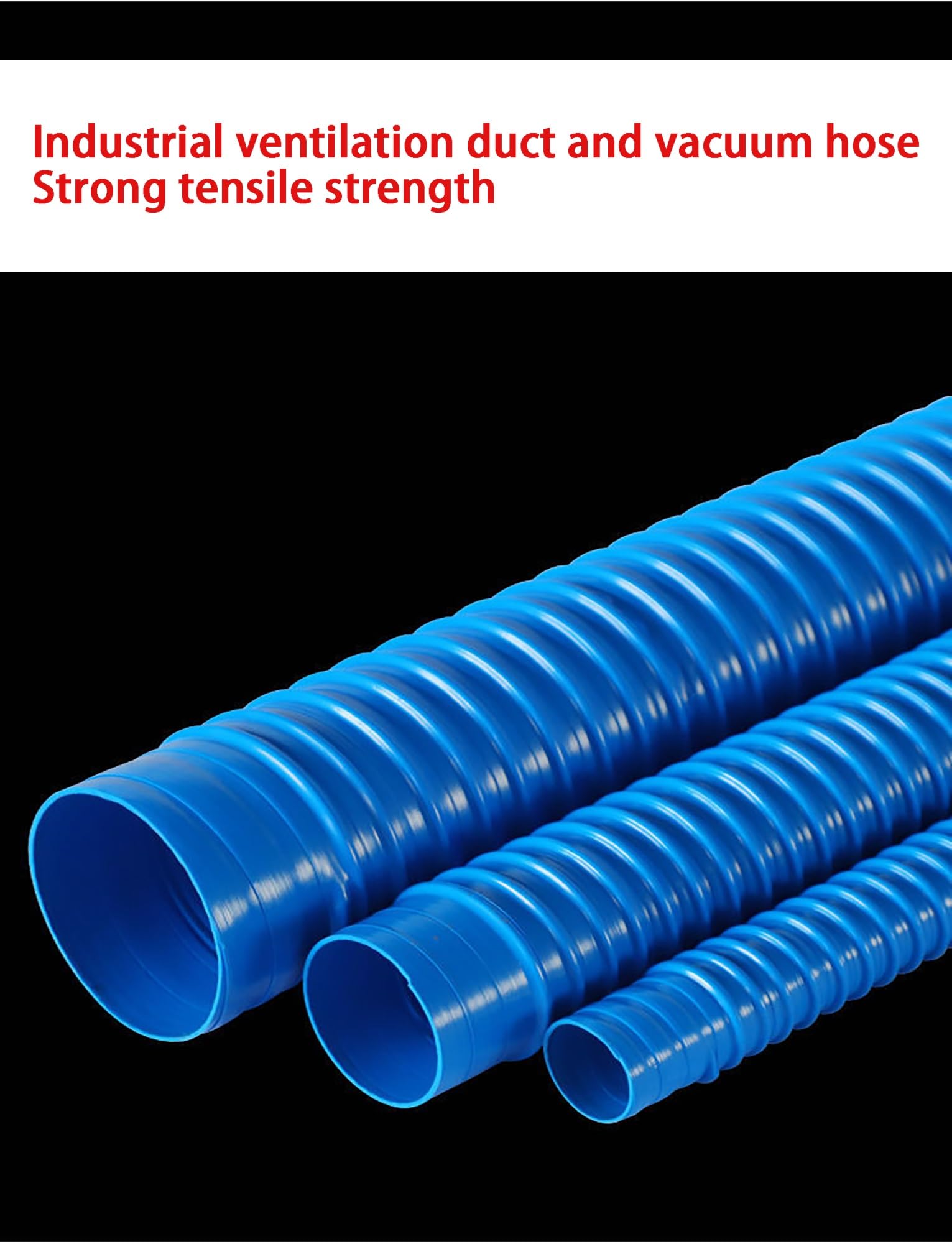 Manguera de succión Polvo Caucho PVC, Manguera Reforzada con Espiral for ventilación carpintería, Varios tamaños, Color Azul