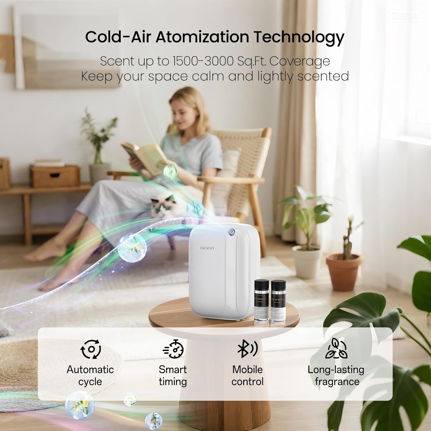 Waterless Essential Oil Diffuser,(2 * 50ml Fragrances Included) 3000 Sq.Ft Coverage 400 ml Large Capacity Hotel Scent Diffuser,Cold Air Tech, App & Button Control,Scent Diffusers for Home Large Room - Image 3