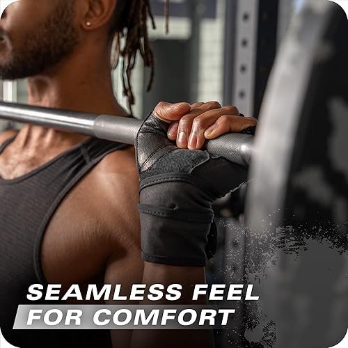 Miniatura 5 de Harbinger Guantes de pulsera Pro 3.0  Agarre mejorado, soporte de muñeca superior, licra elástica transpirable en 4 direcciones, palma de cuero