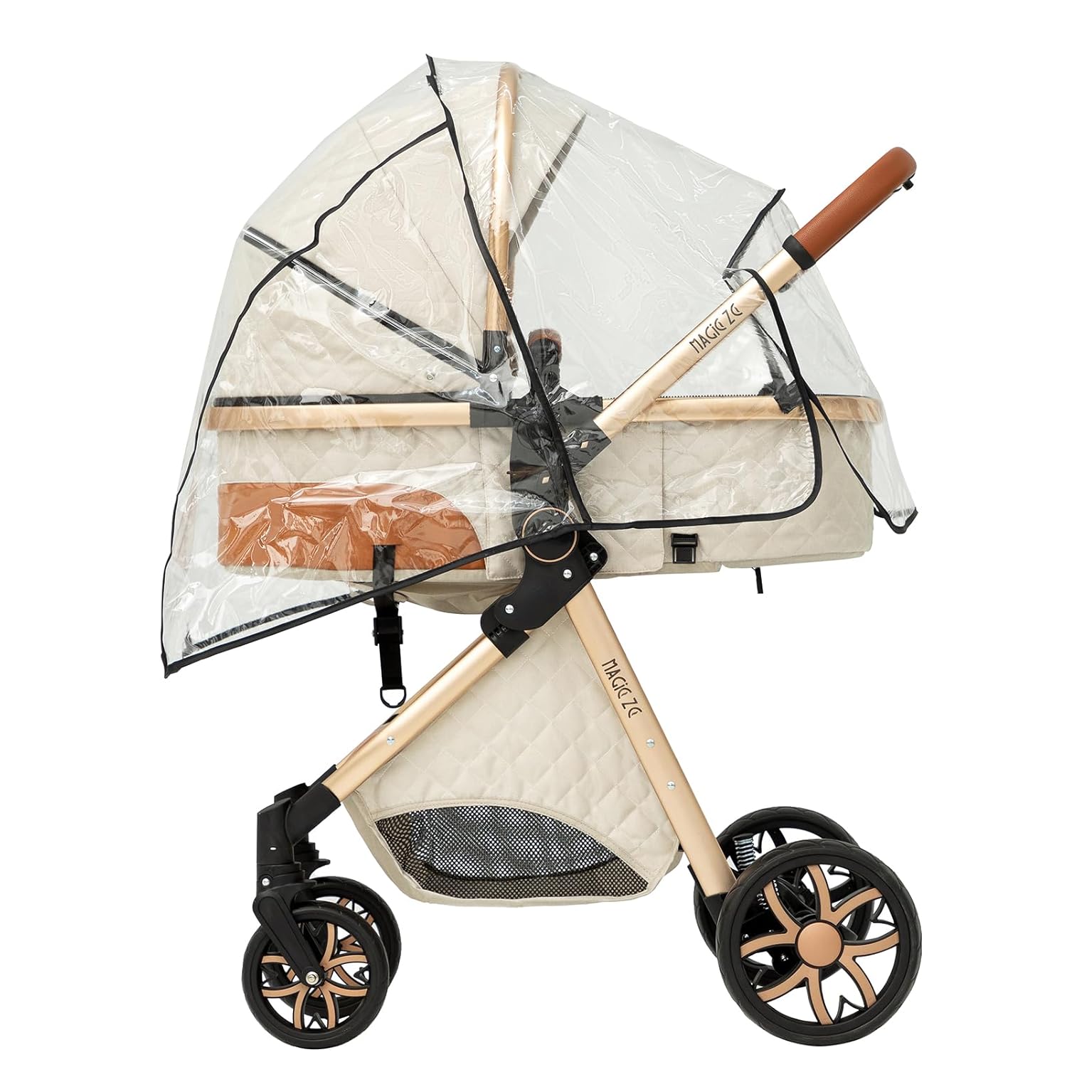 2 in 1 Baby Stroller, Reversible Convertible Infant Stroller of One-Click Folding, Newborn Travel Strollers Toddler Standard Pram Carriage White