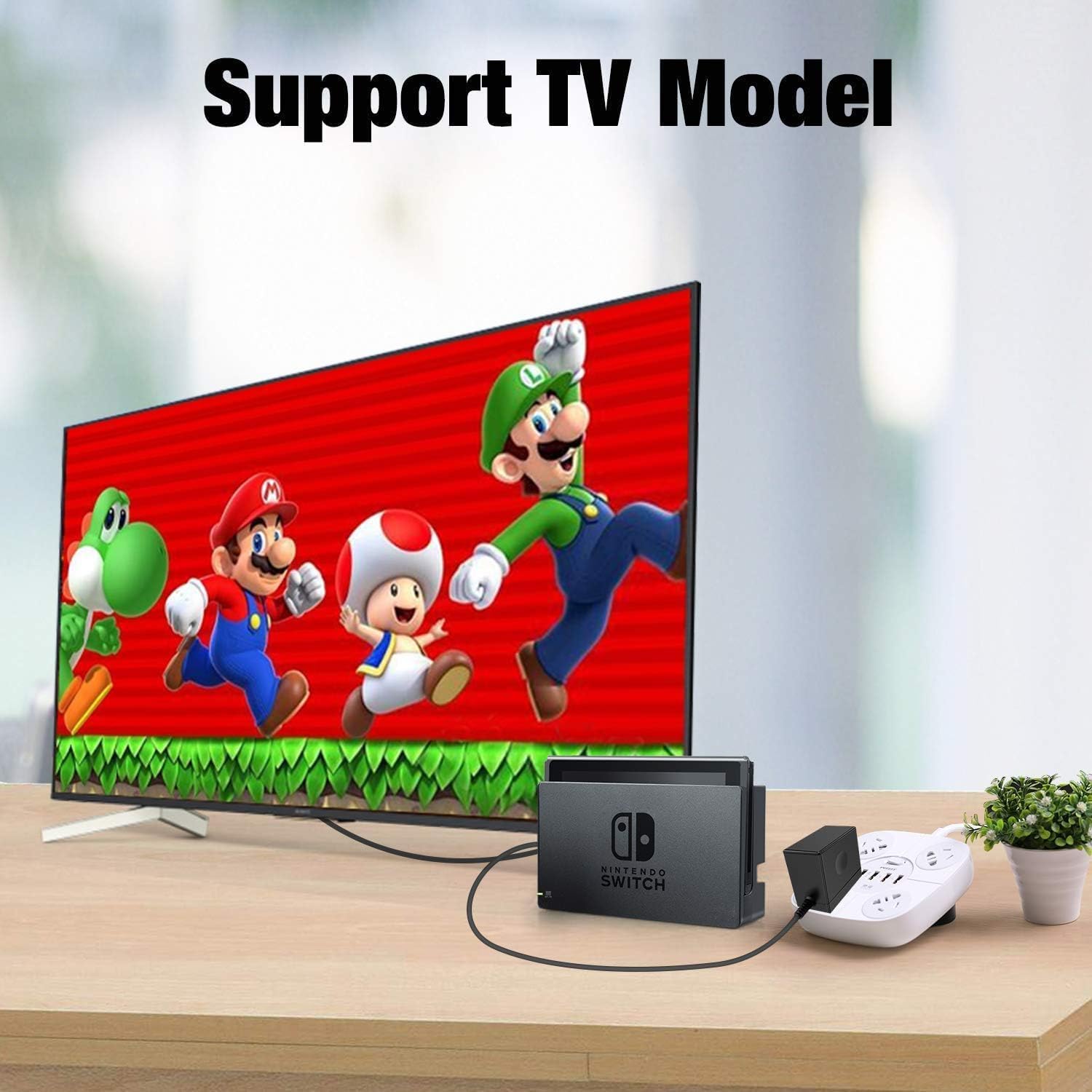 45W Charger for Switch 1/2 /Switch OLED/Switch Lite, 2Hours 15V/3A Fast Charging AC Adapter 5FT Type-C Cable Power Supply for Switch1/ 2 / Lite/Dock and Switch Pro Controller - Support TV Mode — view 6