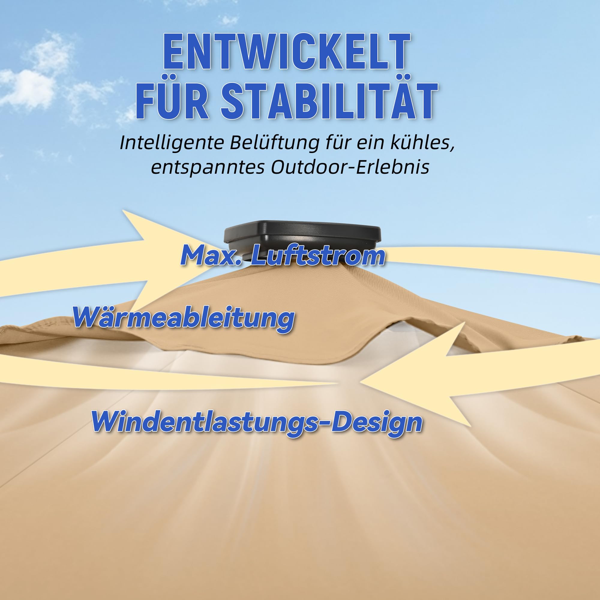 Sonnenschirm 300 cm mit LED Solar Beleuchtung, 8 Robuste Struts Terrassenschirm Knickbar, 7-Farben RGB Modus Gartenschirm mit Kurbel, UPF 50+ Wasserdicht für Balkon Pool