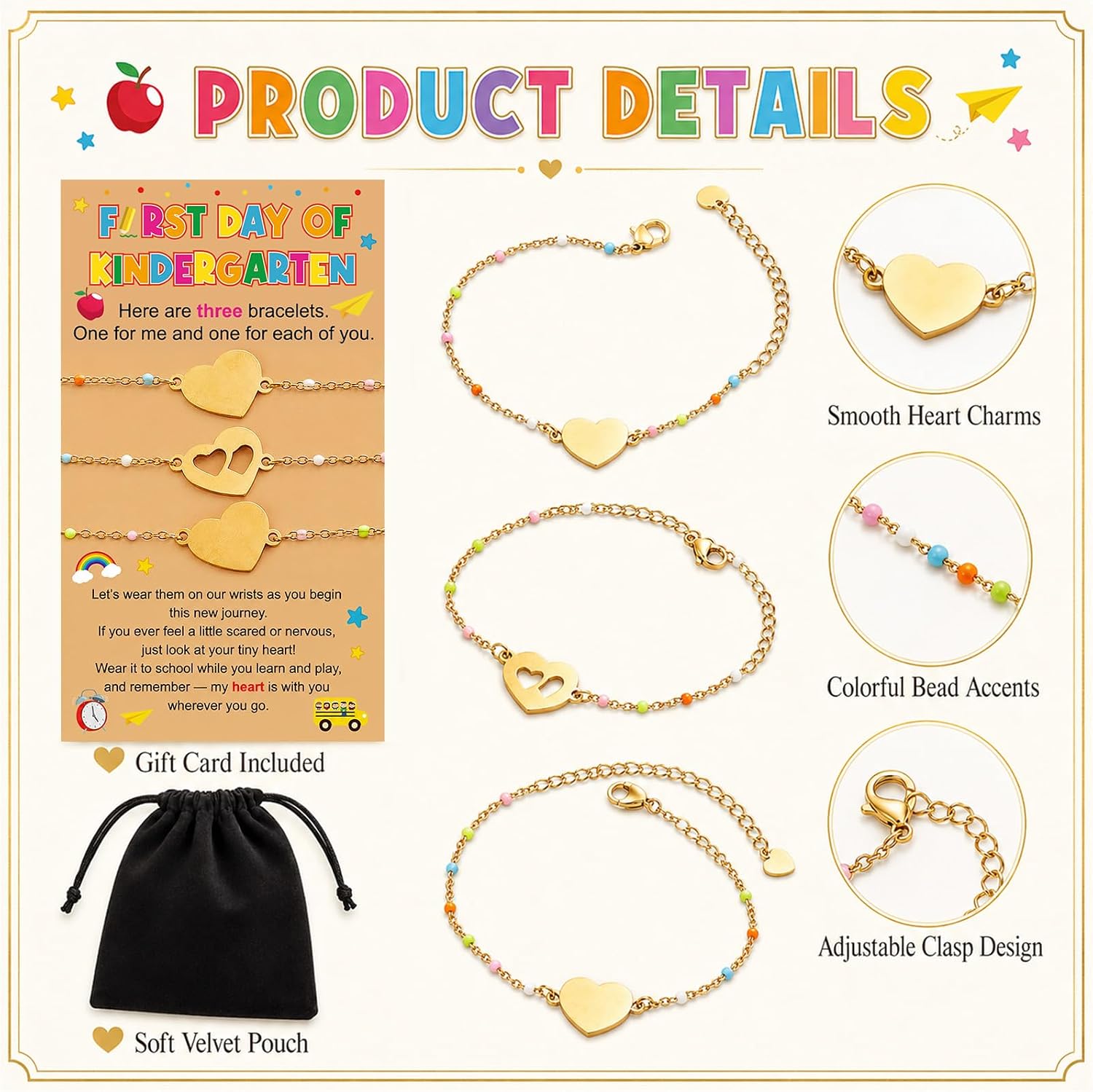 Kindergarten First Day of School Gifts Mommy and Me Matching Bracelets image 2