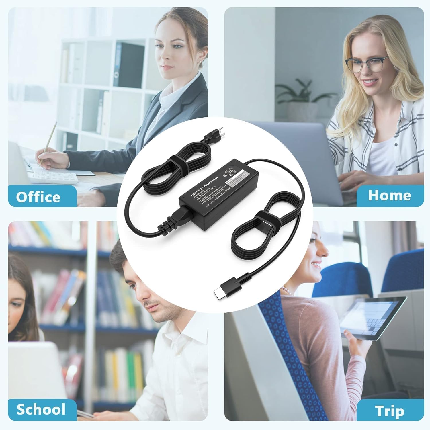 20Pack Universal 65W USB C Laptop Charger Compatible with HP Chromebook Lenovo Thinkpad Dell Acer Asus Acer Computer Type C Power Adapter