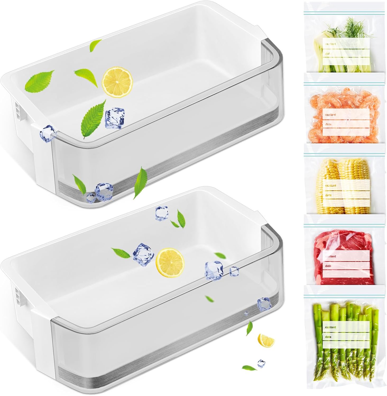 2 PACK Upgraded DA97-13805C Refrigerator Door Bin Shelf Replacement, Compatible with Samsung Refrigerator Right Door Shelf Parts RF28R7201SR RF28R7201SG RF24R7201DT AP6883505 PS12719908 Right Door Bin