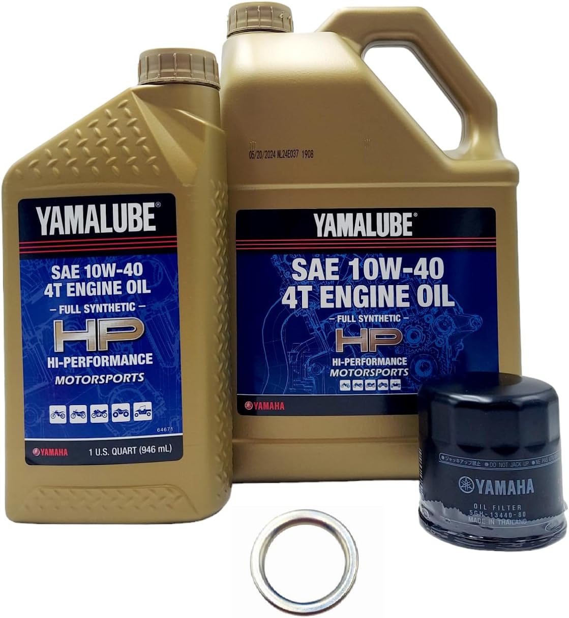 Yamaha R1 (2000-2008) all Models Oil Filter Change Kit Yamaha Part# 5GH-13440-90-00 Supercedes Part# 5GH-13440-80-00 and 4 Quarts All Purpose LUB-10W40-AP-12