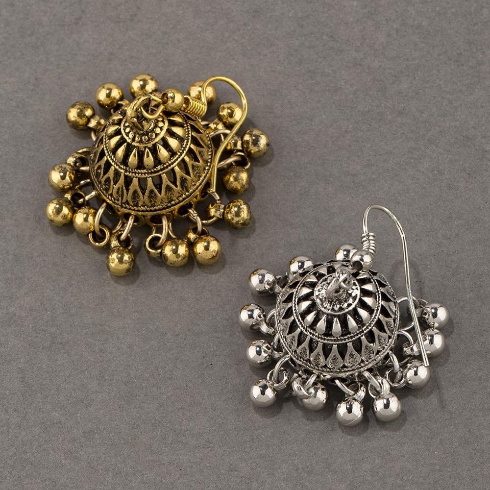 Bollywood Jhumka Jhumki Dangle Earrings for Women Traditional Gypsy Boho Beaded Tassel Oxidized Antique Indian Bell Earring Drop Bohemian Ethnic Festive Party Wear Jewelry Gift Xmas - Image 6