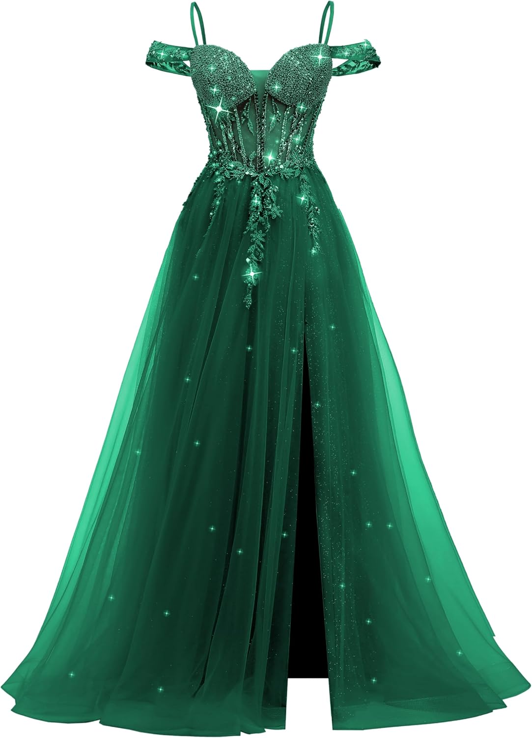 ForElise Beaded Tulle Prom Dresses 2026 Lace Appliques A Line Ball Gowns for Women