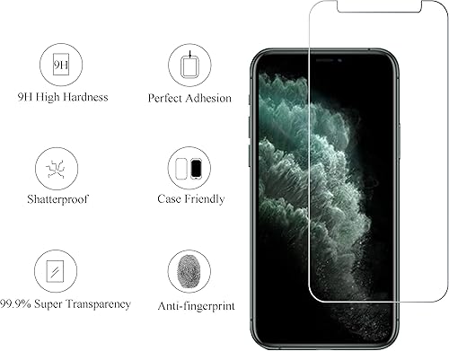Miniatura 2 de Ailun Paquete de 2 protectores de pantalla para iPhone 11 Pro Max [6.5 pulgadas] + 2 protectores de lente de cámara, película de vidrio templado