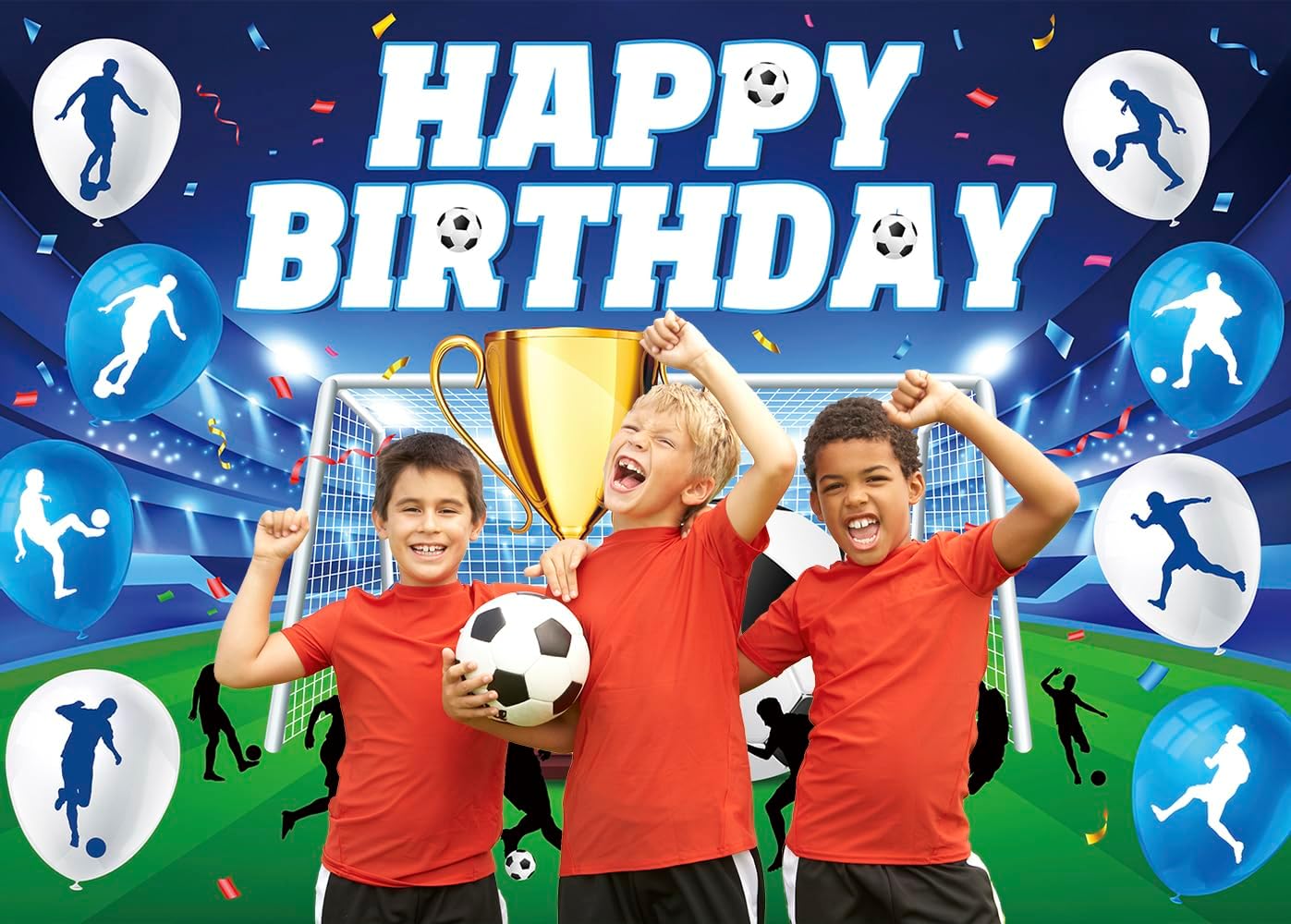 Soccer Happy Birthday Backdrop Sports Theme Football Field Photography Background for Boys Soccer Theme Birthday Party Decorations Supplies (82x59 inch (7x5FT)) - Image 4