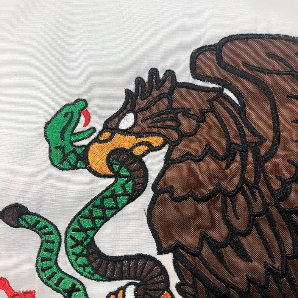 Embroidery Double Sided Mexico Flag 3x5 FT Outdoor- 340D Heavy Duty Mexican National Flags Canvas Header with 2 Brass Grommets Easy to Rising