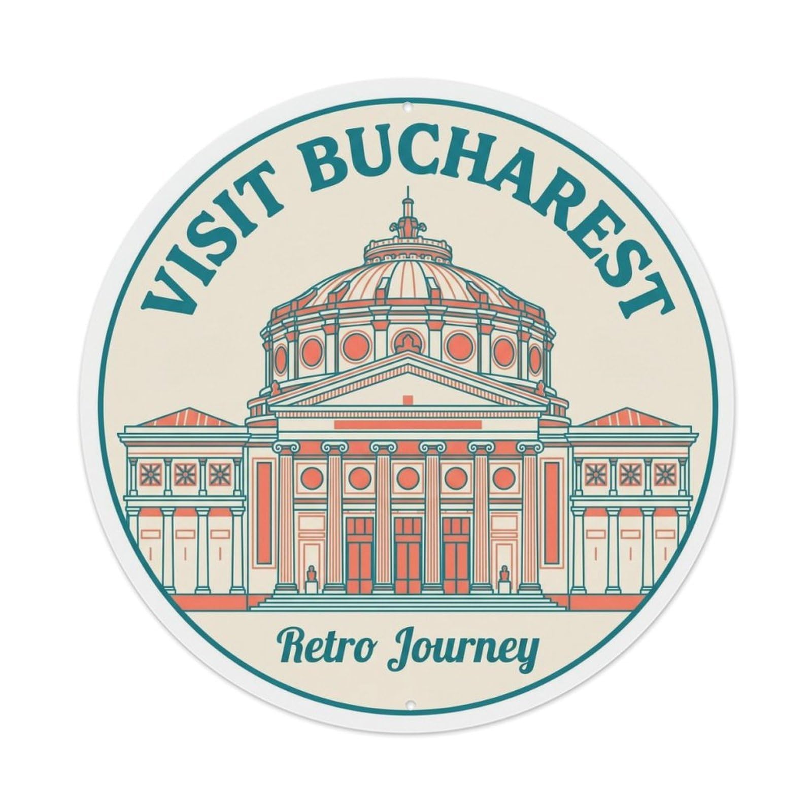 Vintage Travel Bucharest Building Retro Metal Tin Sign