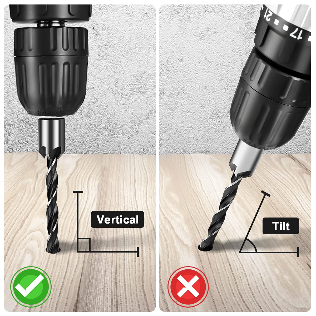 MOHOO Countersink Drill Bits, 7pcs Woodworking Countersink Drill Bits Set, Woodworking Chamfer High Carbon Steel Countersink Drill Bits for Woodworking 3 4 5 6 7 8 10mm with Hex Key