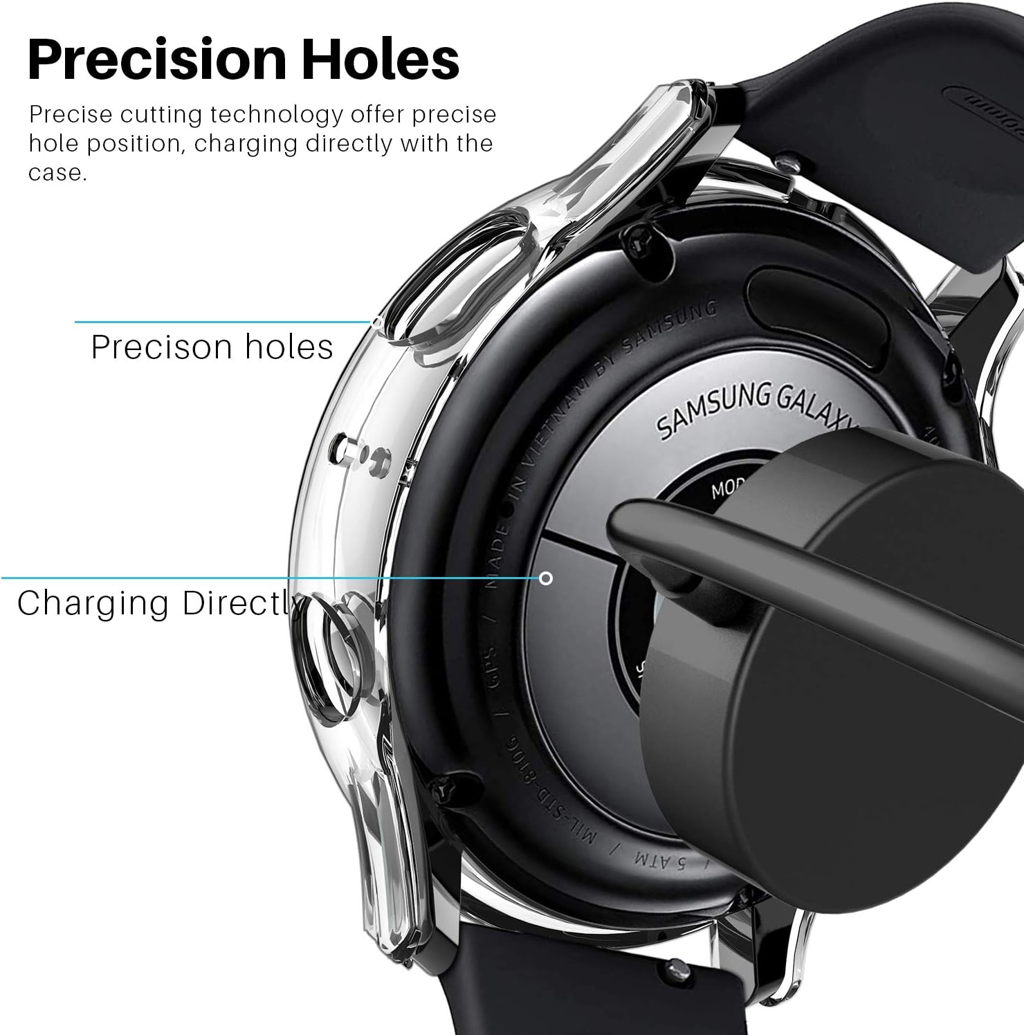 LK [2 Pack] Case Compatible with Samsung Galaxy Watch Active 2 44mm Built-in Tempered Glass Screen Protector, Hard PC Protector Cover for Galaxy Watch Active 2 44mm (Clear)