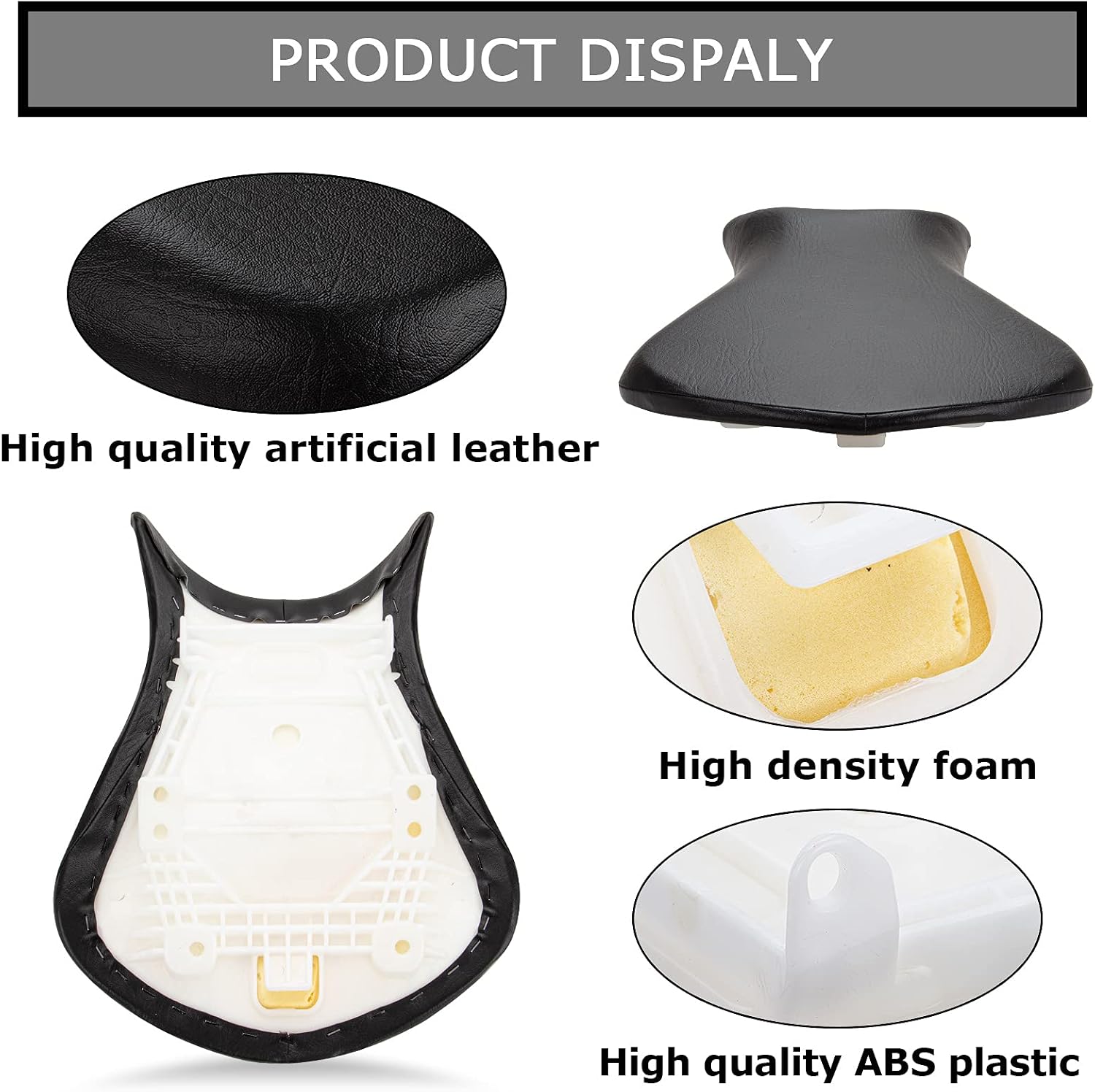 Seat Cushion Front Rider Driver Seat Pillion Rear Passenger Cushion Seat Artificial Leather Seat Cover Pad for Ninja 600 ZX6R 636 2007 2008