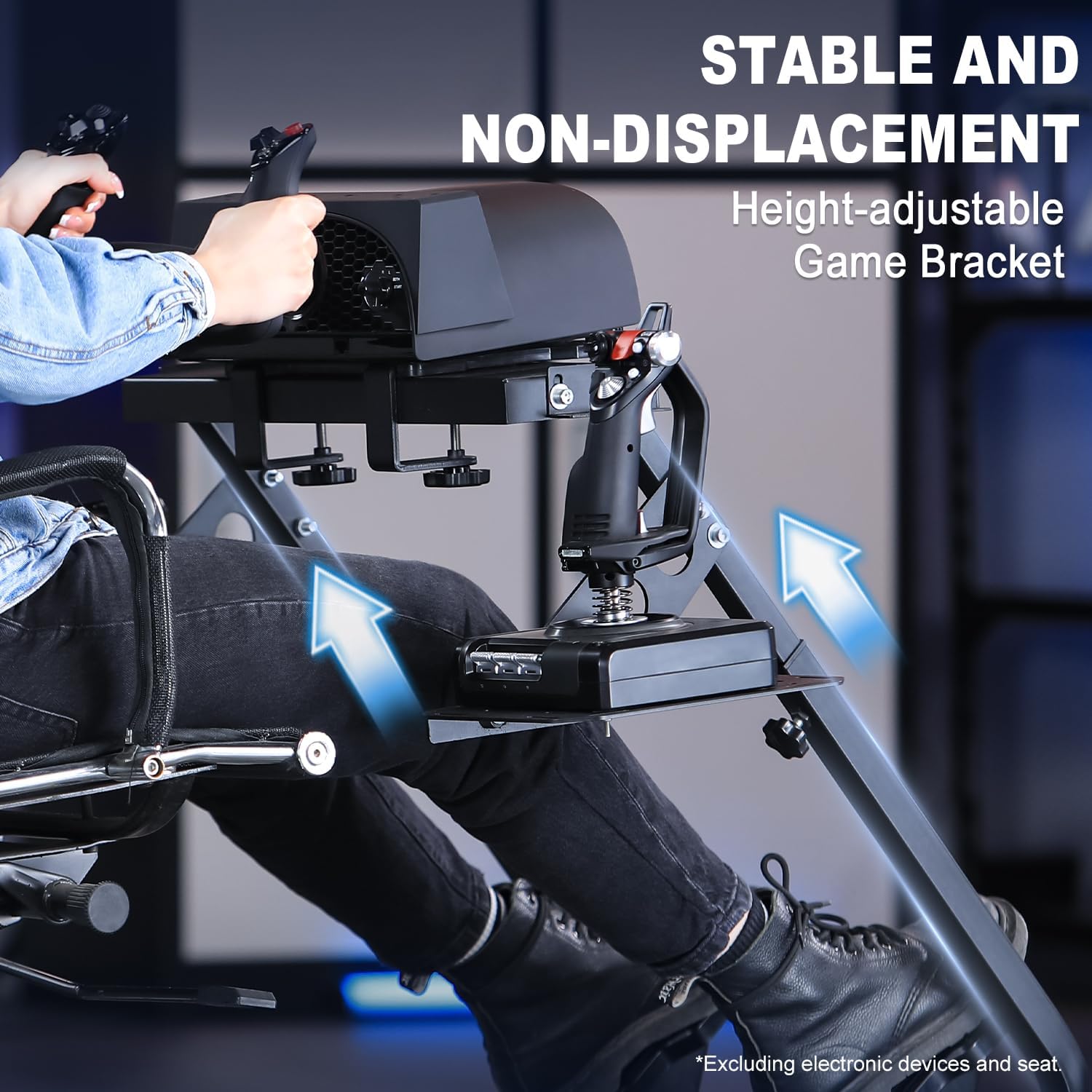 Marada Wheel Stand and Flight Sim Stand Compatible with Thrustmaster HOTAS WARTHOG, Logitech G25 G27 G29 G920 Adjustable Foldable Wheels,Pedals,Throttle,Joystick not Included